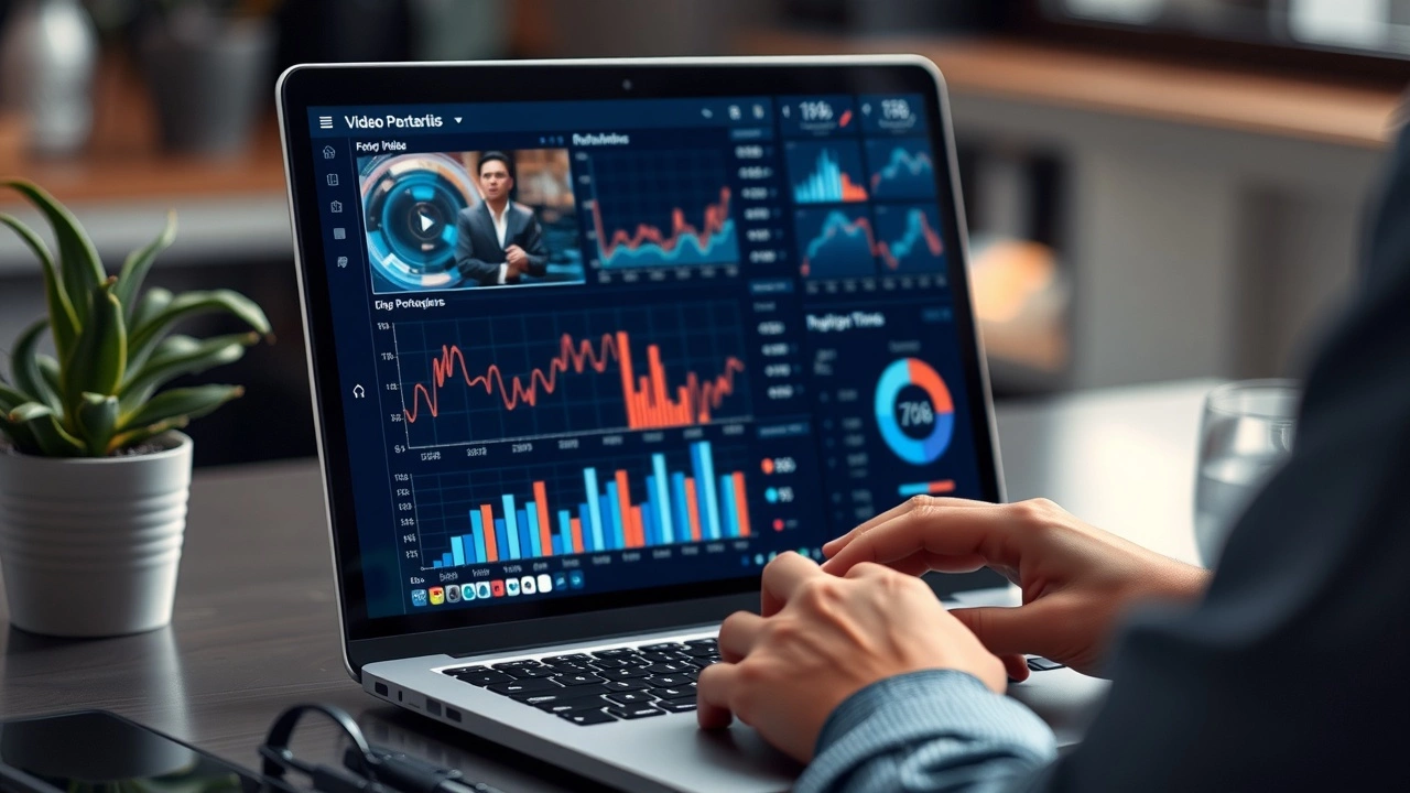 person analysant des performances de video sur un ordinateur