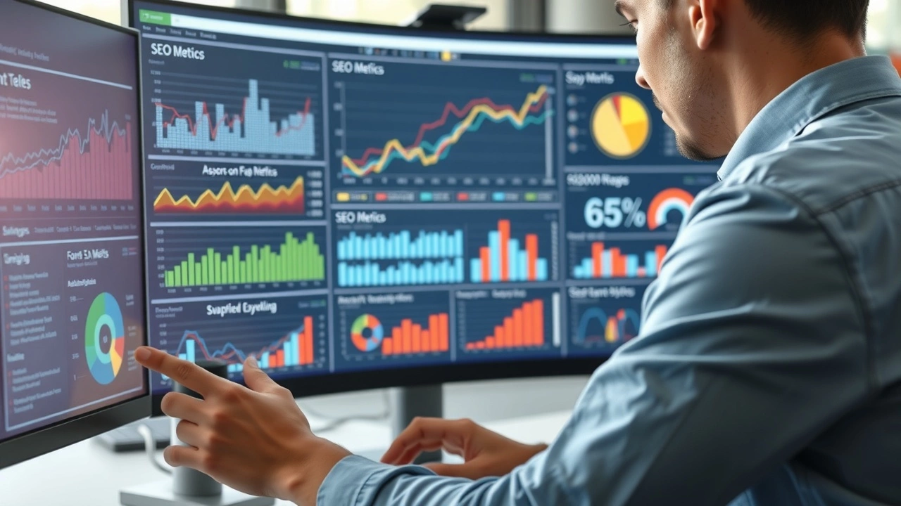 person analysant des données SEO sur un ordinateur