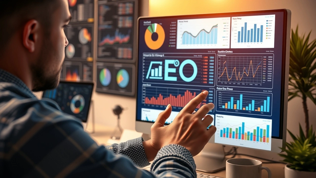 person analysant des donnees SEO avec des graphiques