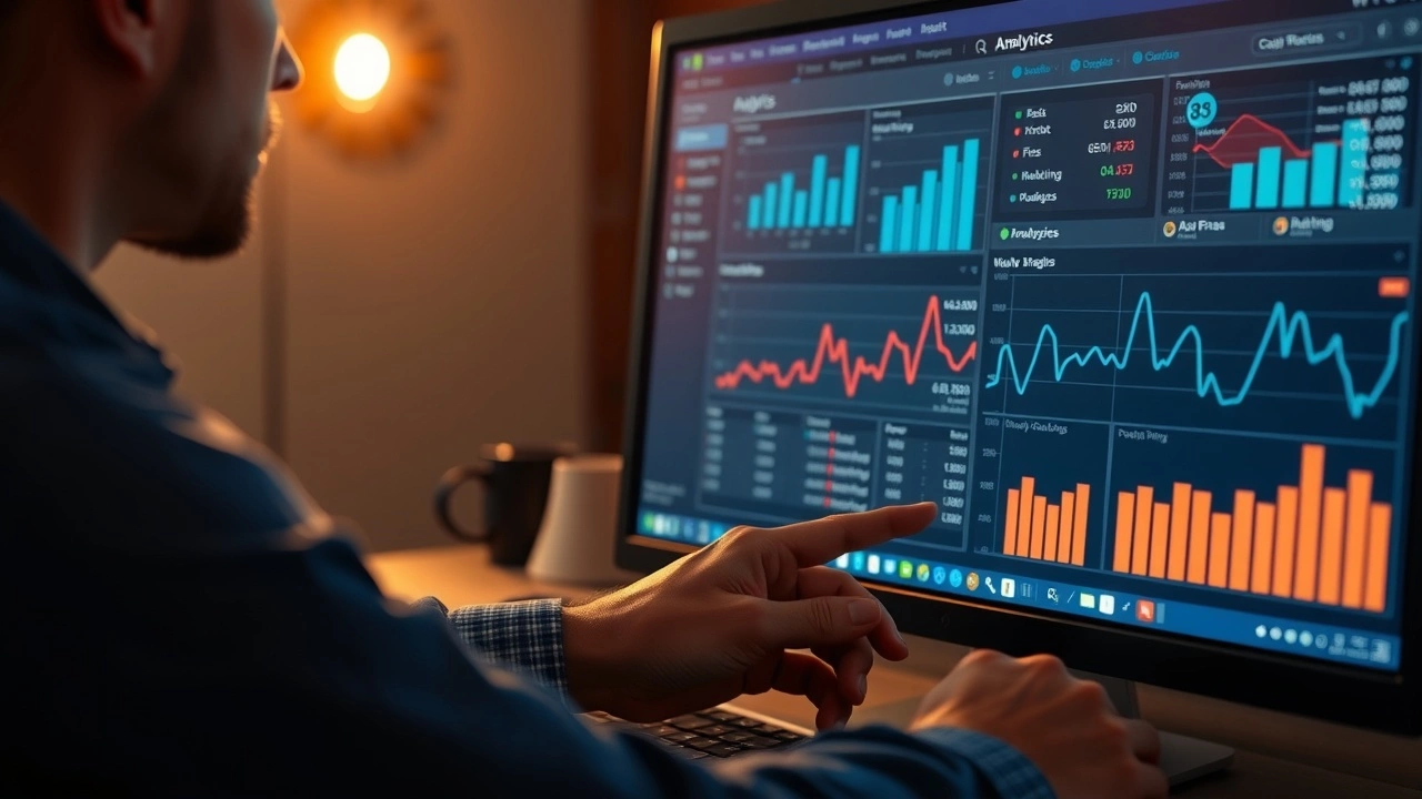 person analysant des donnees SEO sur un ordinateur