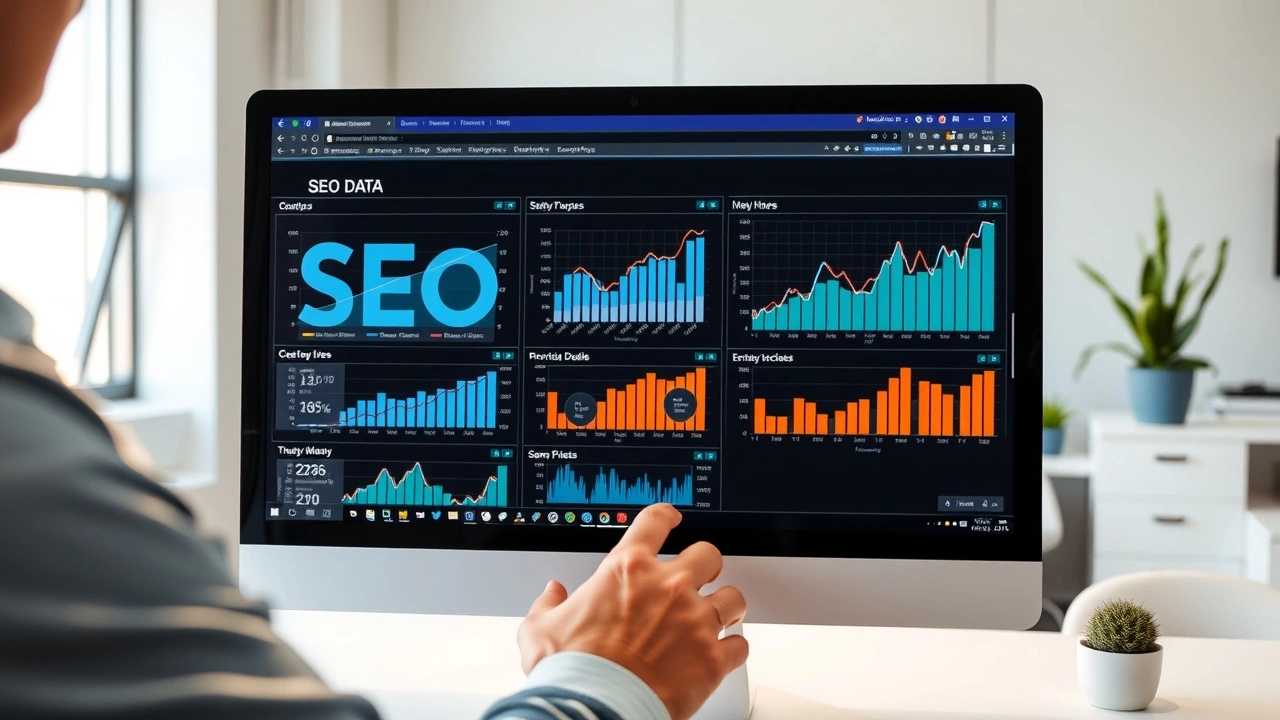 person analysant des données SEO sur ordinateur