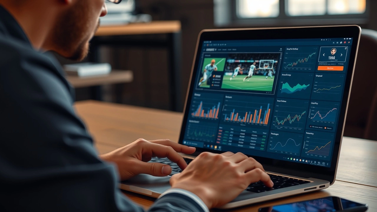 person analysant du contenu de streaming sportif sur un ordinateur