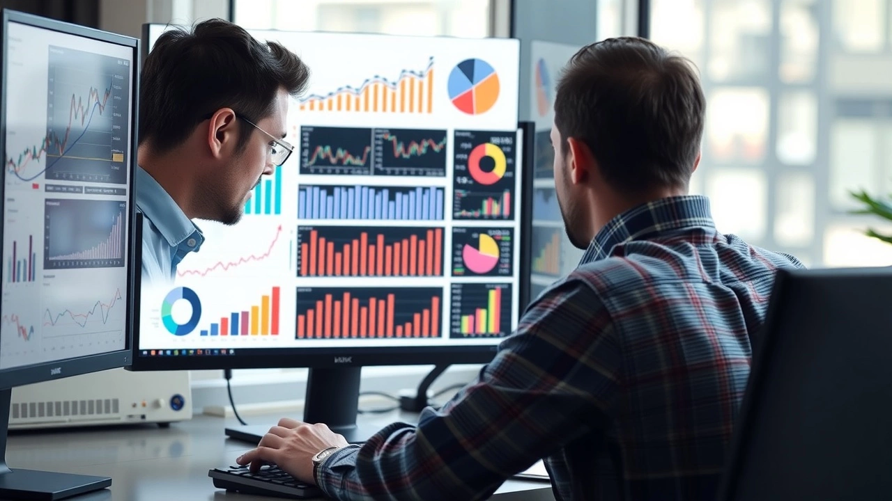 analyste de données examinant des graphiques sur un écran