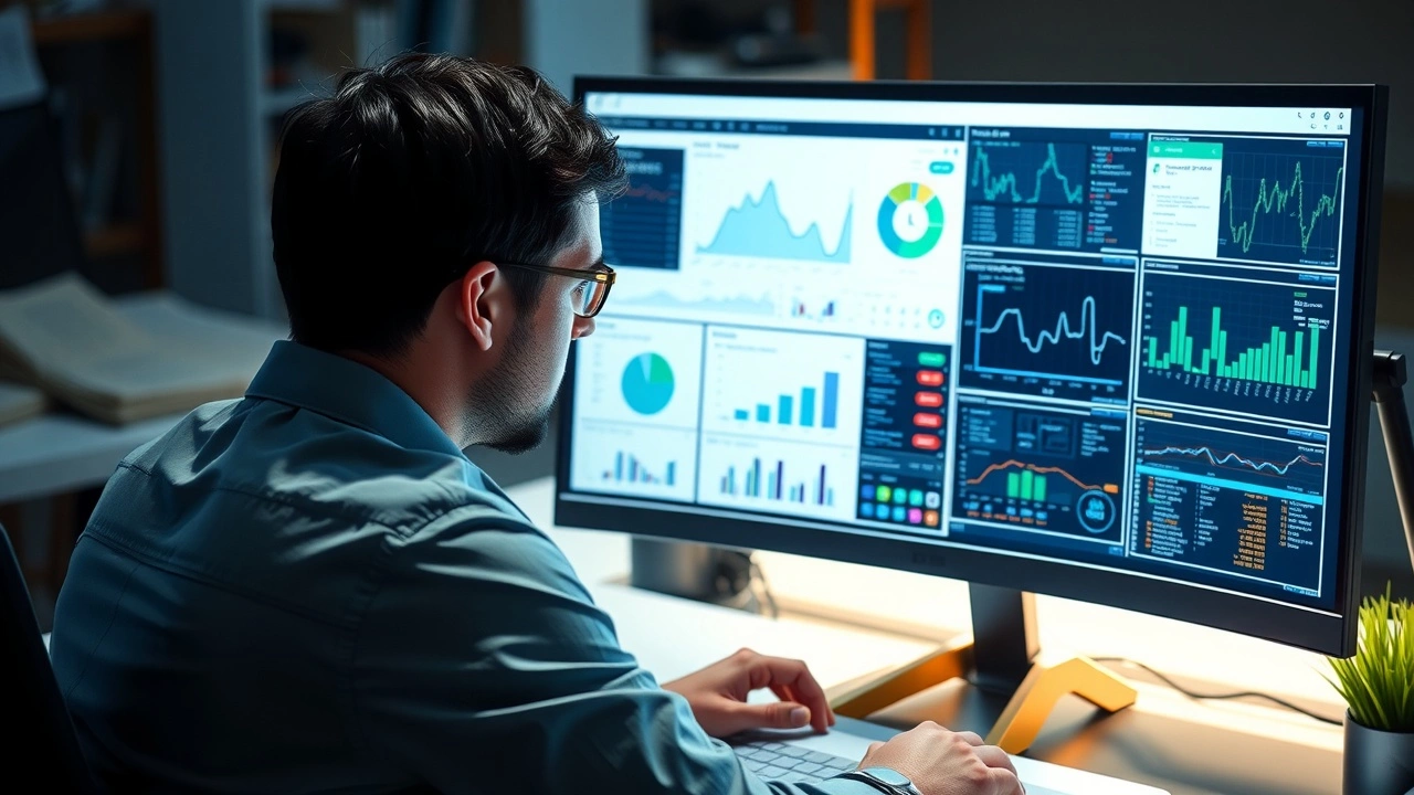analyste de données utilisant des outils d'IA sur ordinateur