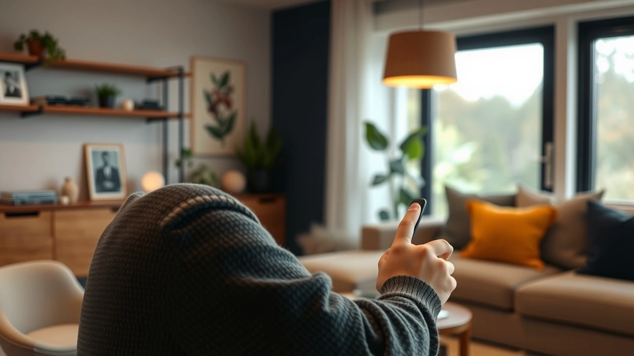 une personne utilisant un assistant vocal dans un intérieur moderne