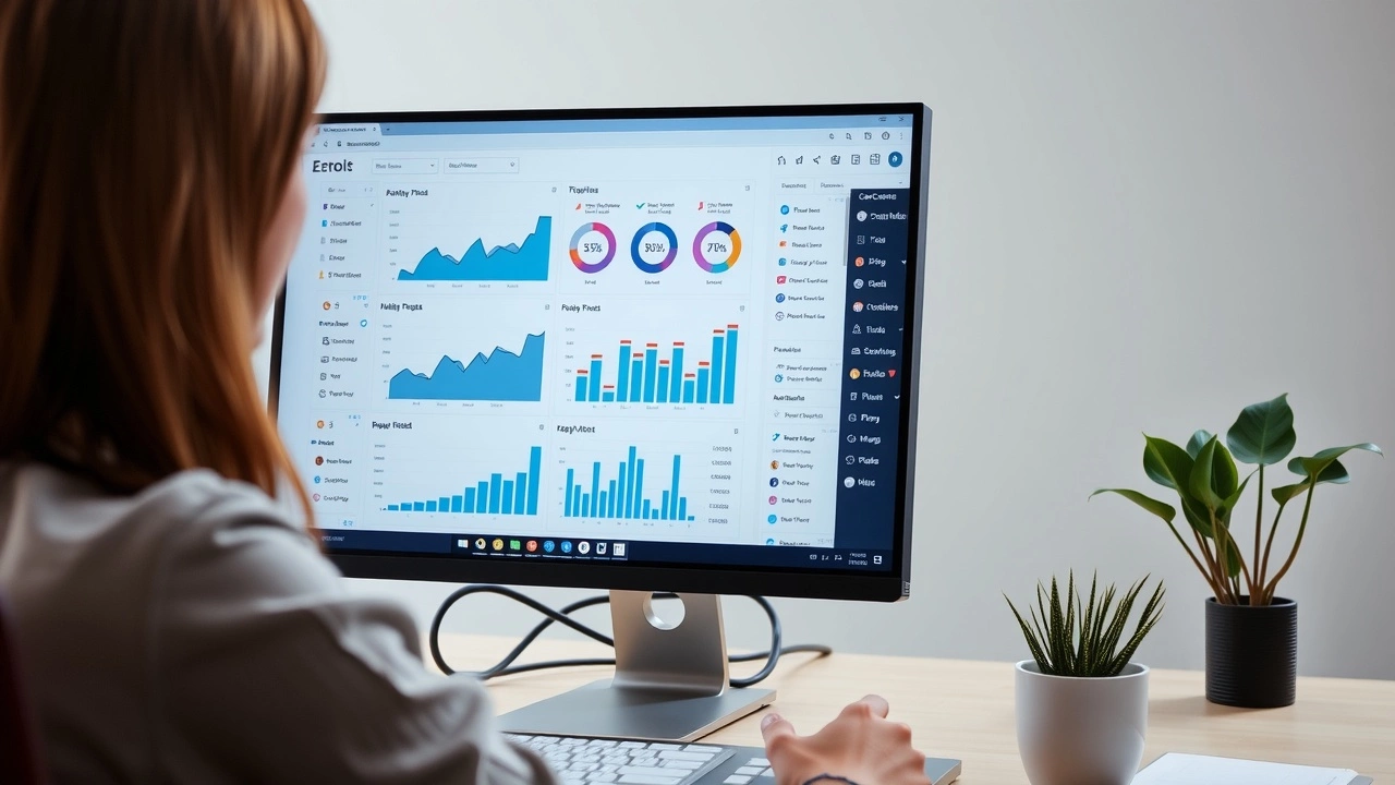 bureau avec ordinateur affichant des strategies de contenu