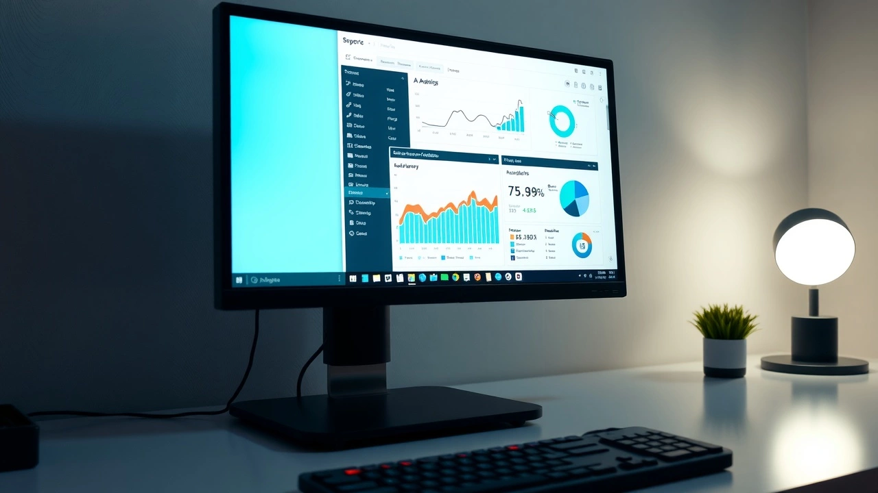 bureau avec outils d optimisation SEO et intelligence artificielle