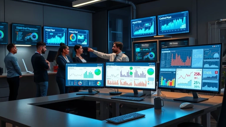 Un bureau moderne intégrant l'IA pour la gestion SEO en temps réel.