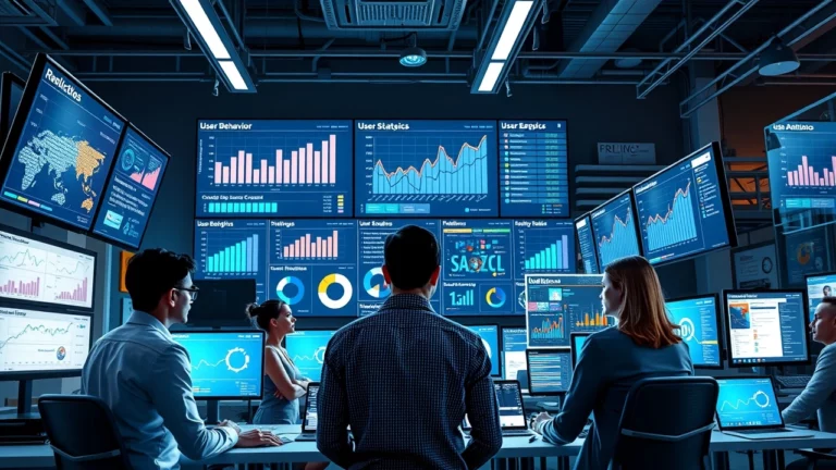 Un bureau moderne avec des professionnels discutant de stratégies SEO et d'analyse des comportements utilisateur.