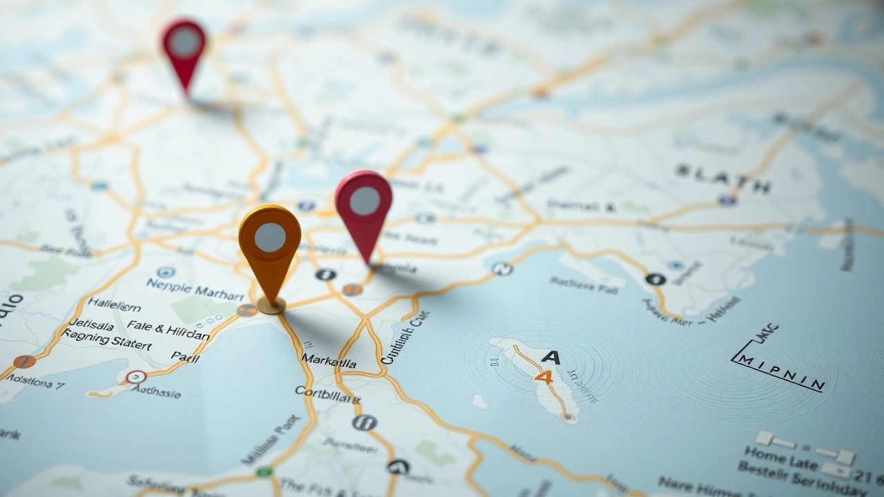 carte avec des points dinteret commercial