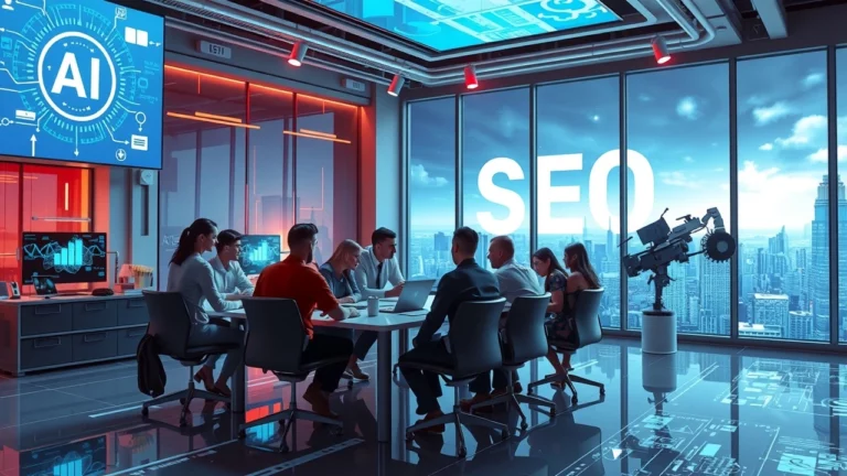 Une scène illustrant l'impact de l'IA sur les stratégies SEO.