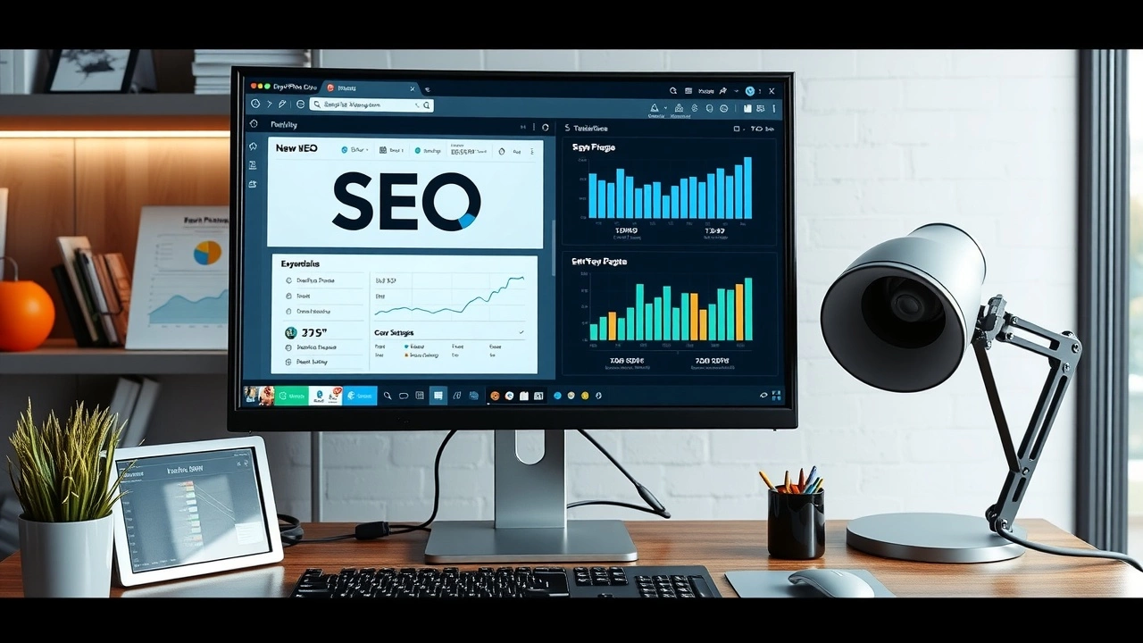 configuration informatique avec outils SEO sur l ecran