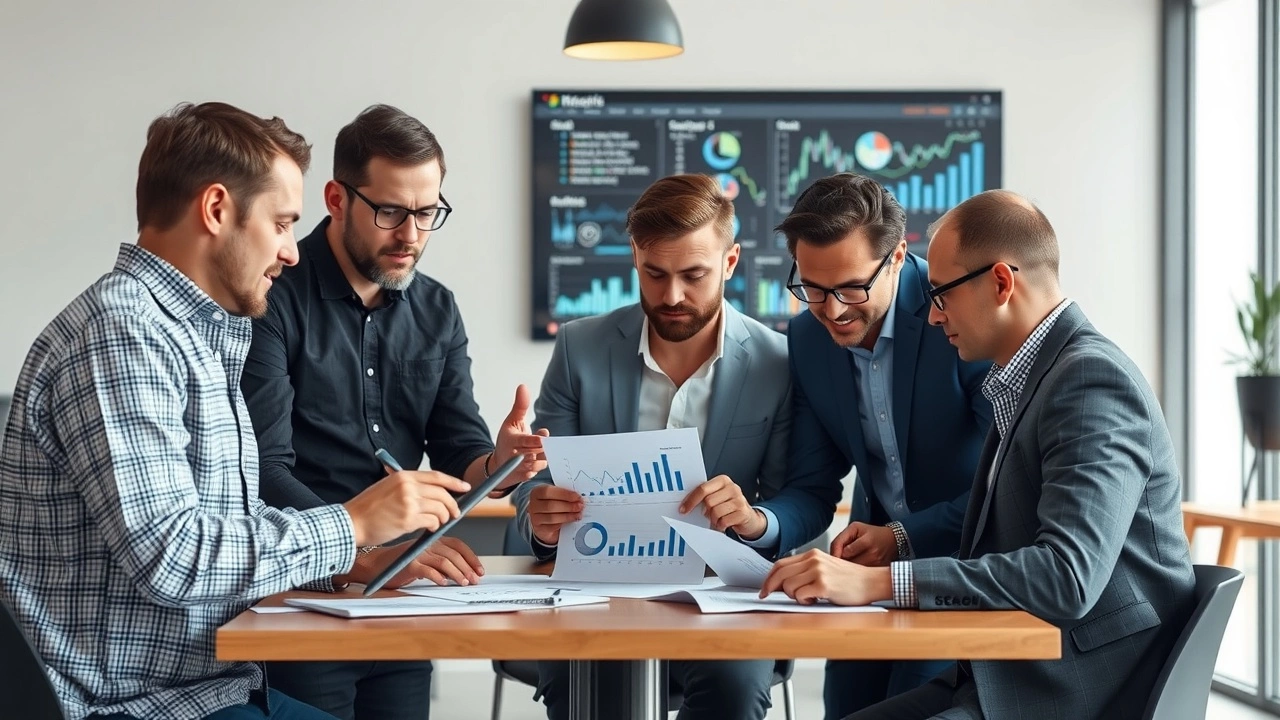 professionnels discutant d'etudes de cas SEO IA
