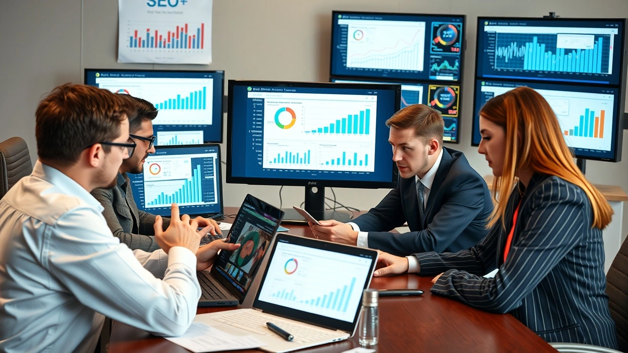 groupe de professionnels analysant des données SEO