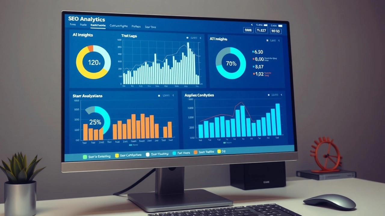 ecran dordinateur avec graphiques danalytics SEO