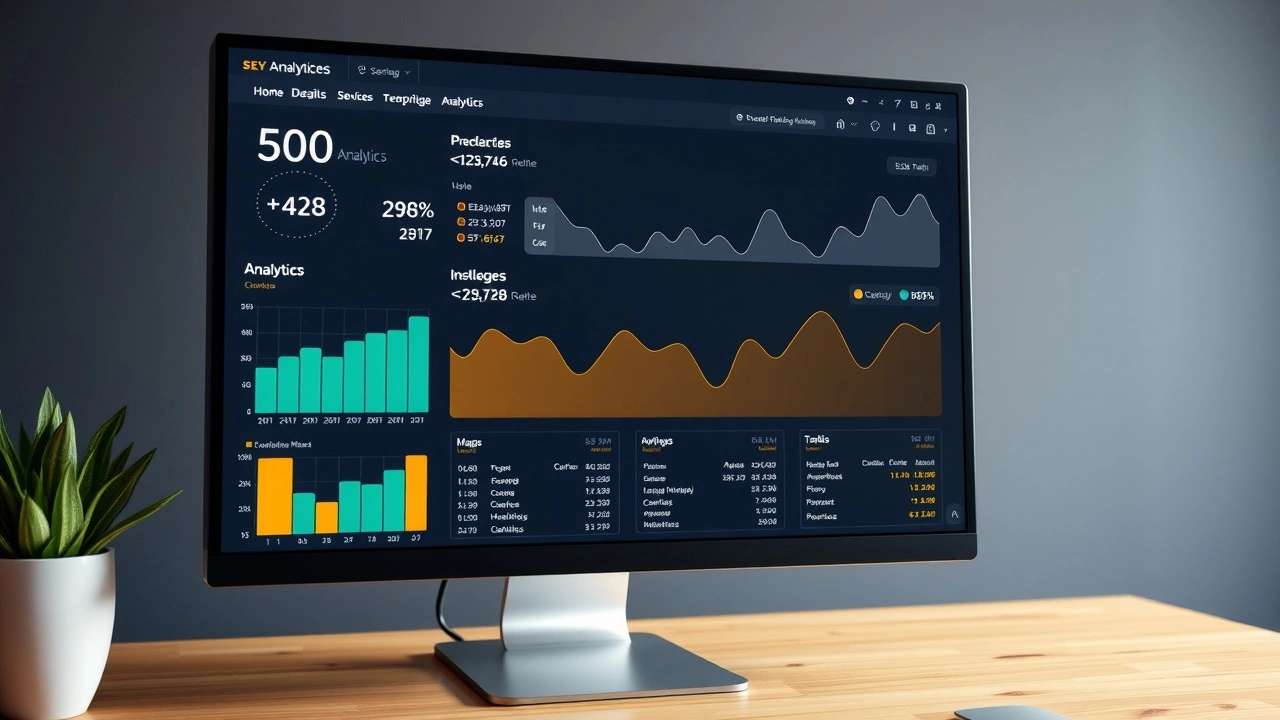 ecran dordinateur avec des graphiques de performance SEO