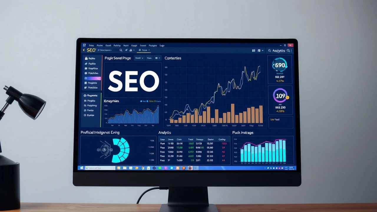 ecran dordinateur avec analyses SEO et elements dIA