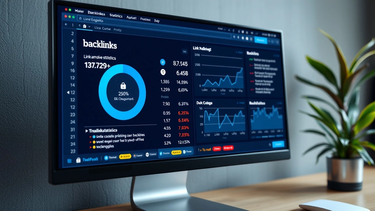 un ecran d'ordinateur avec statistiques de backlinks