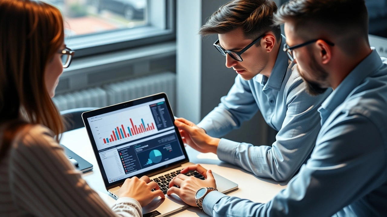 équipe analysant des données SEO sur un ordinateur