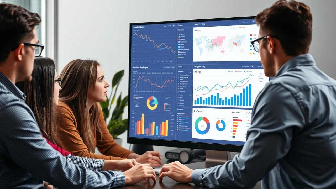 équipe analysant des données SEO sur un ordinateur