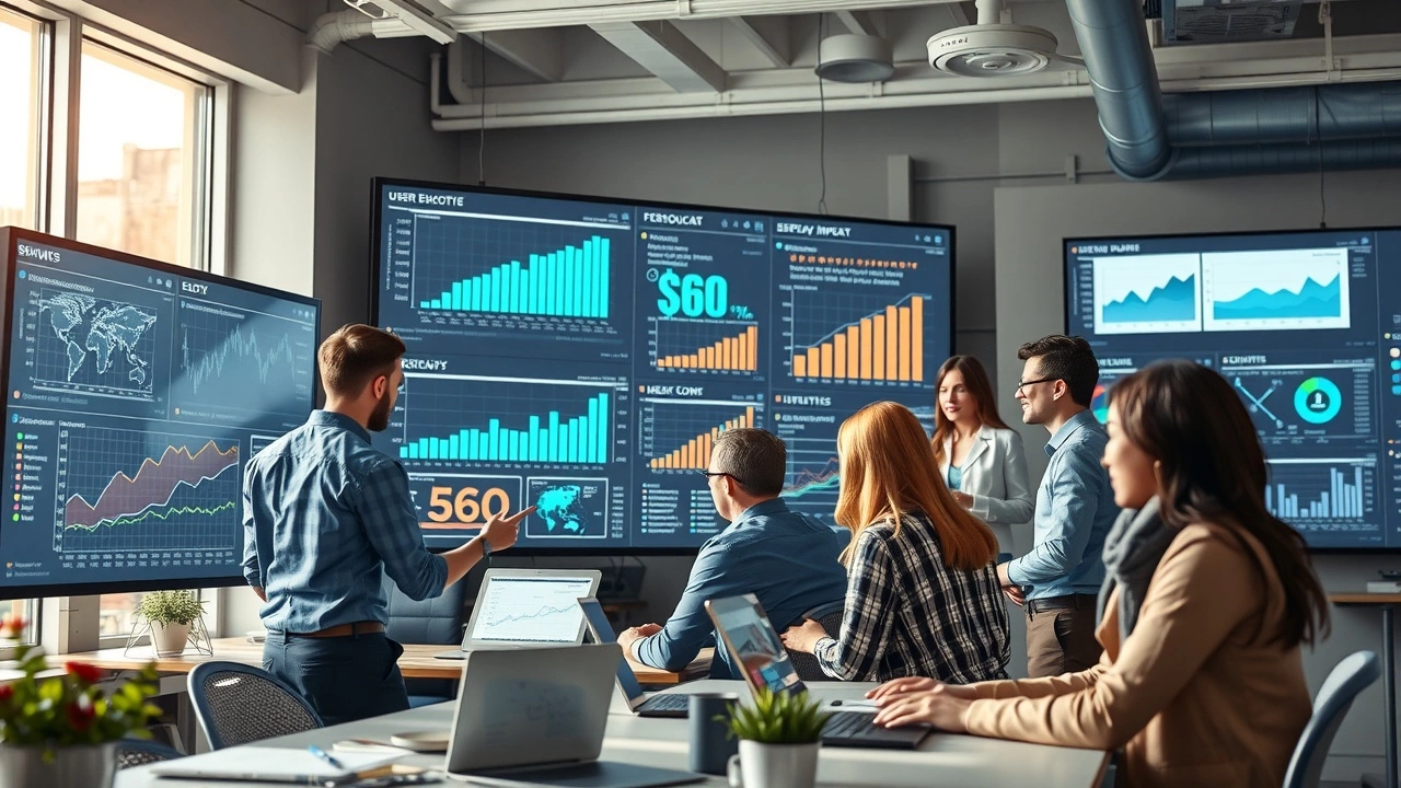 Une image montrant une equipe professionnelle analysant des donnees sur le comportement des utilisateurs en SEO.