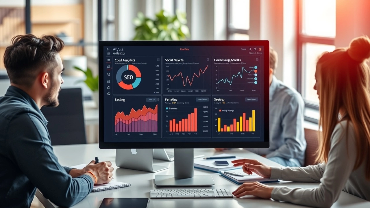 équipe travaillant sur des analyses SEO à l'écran