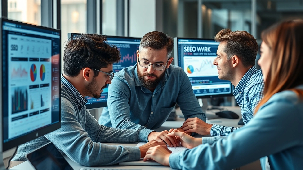 équipe de marketing numérique examinant des stratégies SEO