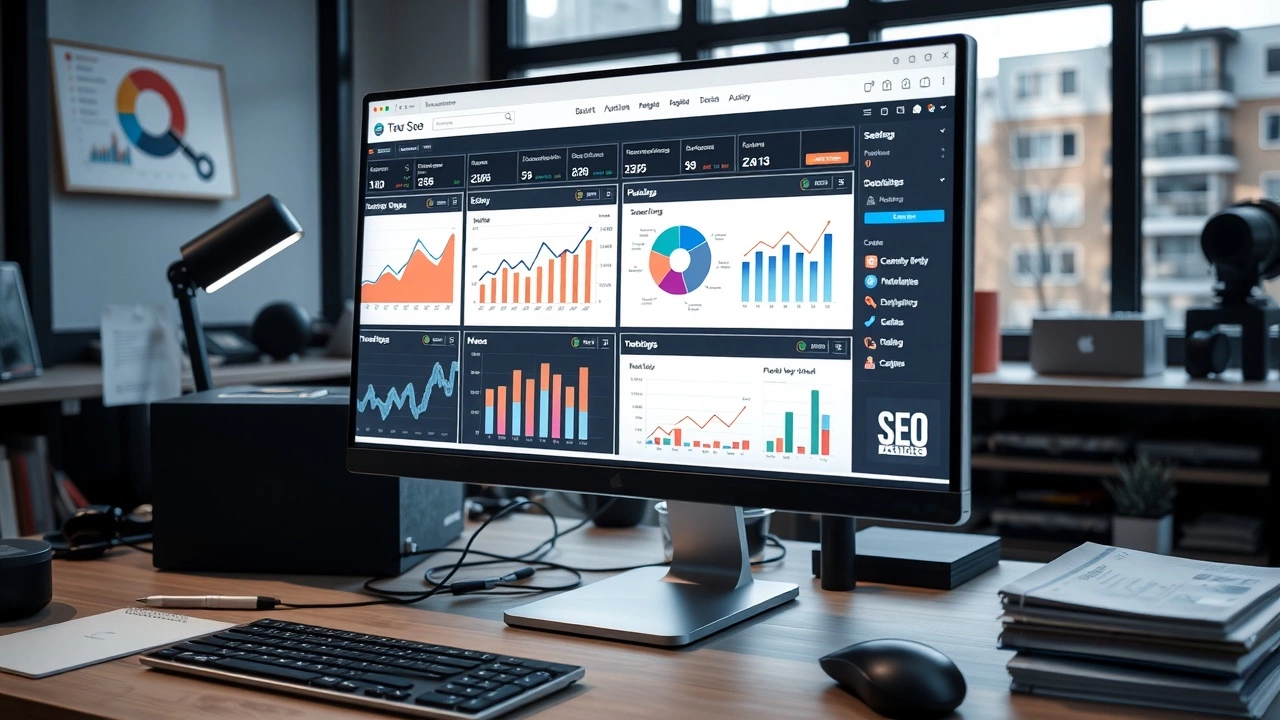 bureau avec logiciel SEO et outils d'automatisation
