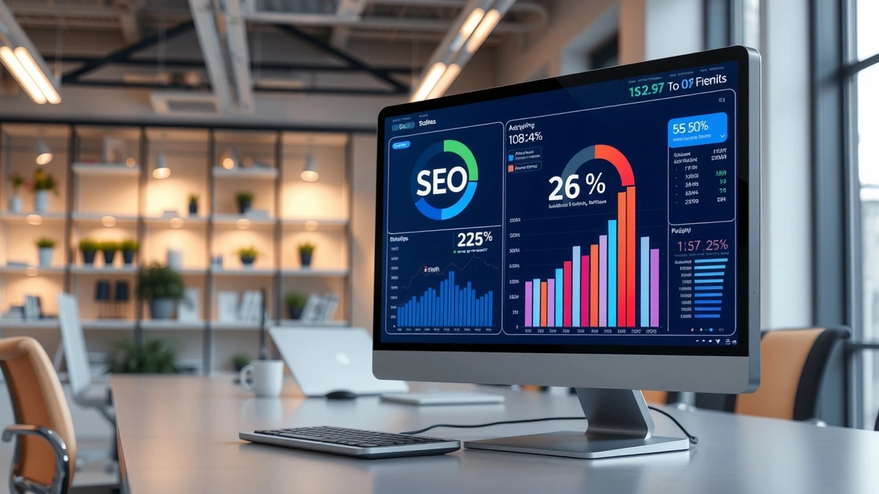 espace de travail moderne avec technologie IA pour SEO