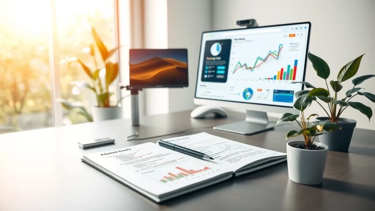 Une image d'un espace de travail moderne illustrant des stratégies SEO influencées par l'IA.