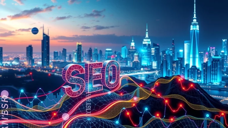 Une illustration photoréaliste de l'évolution des techniques de SEO influencées par l'intelligence artificielle dans le marketing digital.