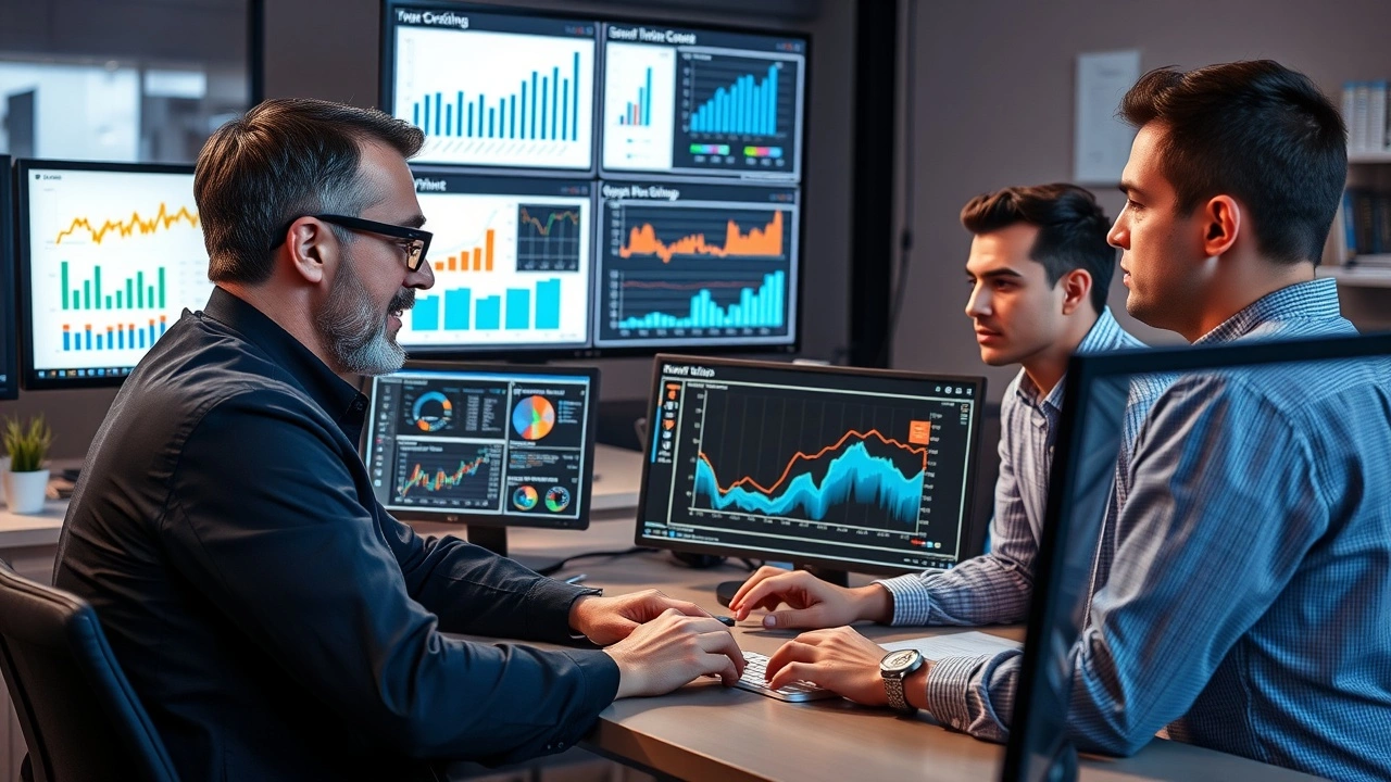 équipe d'experts SEO analysant des données sur des ordinateurs