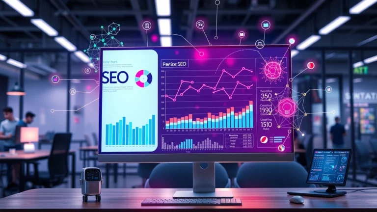 Représentation photoréaliste des fondamentaux du SEO IA.