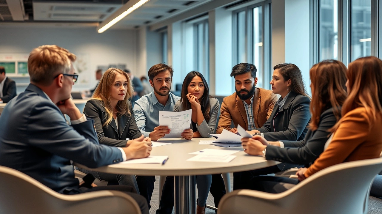 groupe de personnes discutant d'etudes de cas