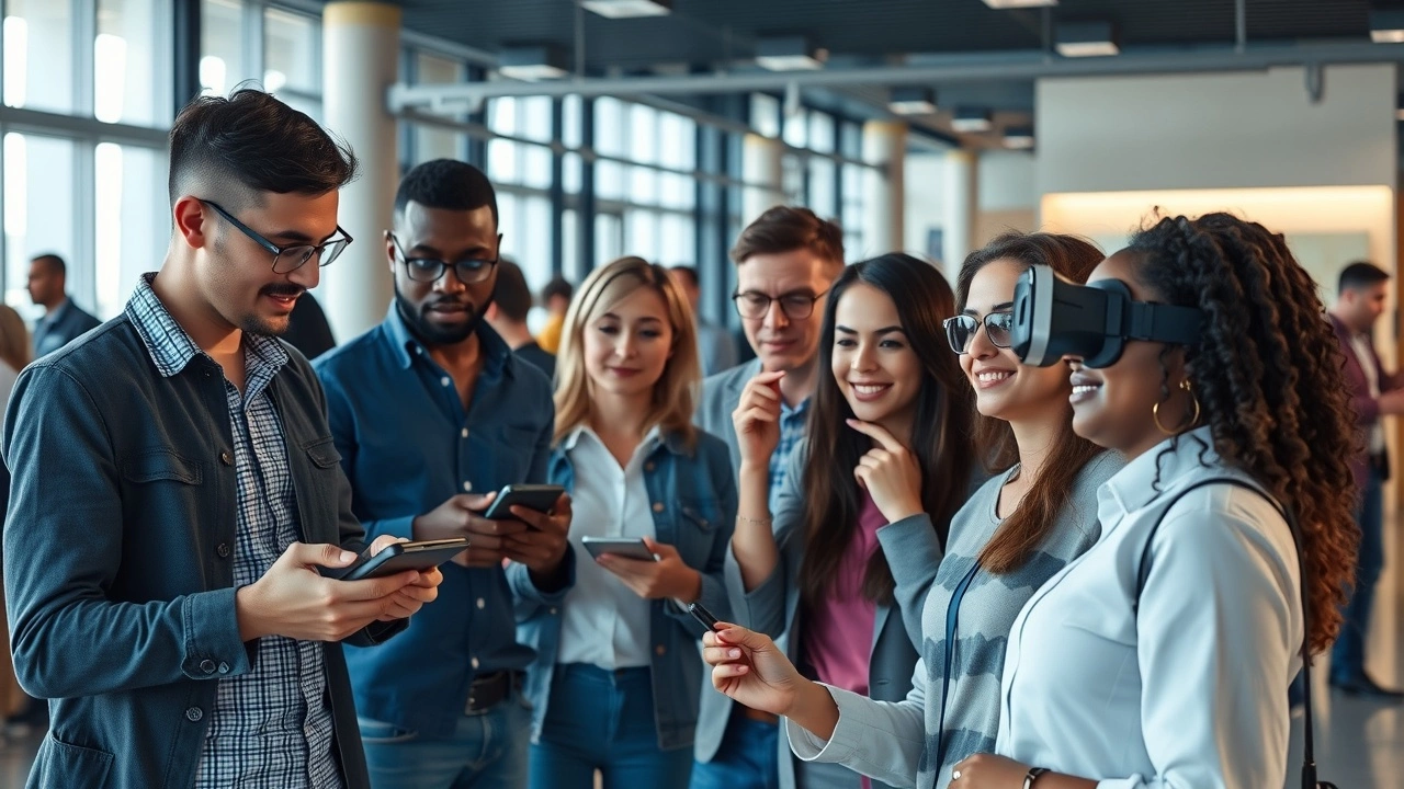 groupe de personnes utilisant des dispositifs de realite augmentee