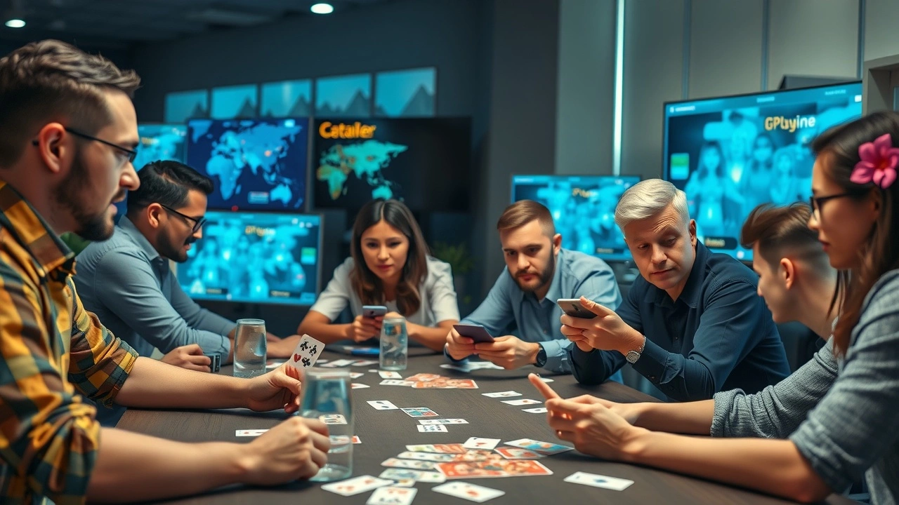 groupe de personnes jouant à des jeux de cartes en ligne