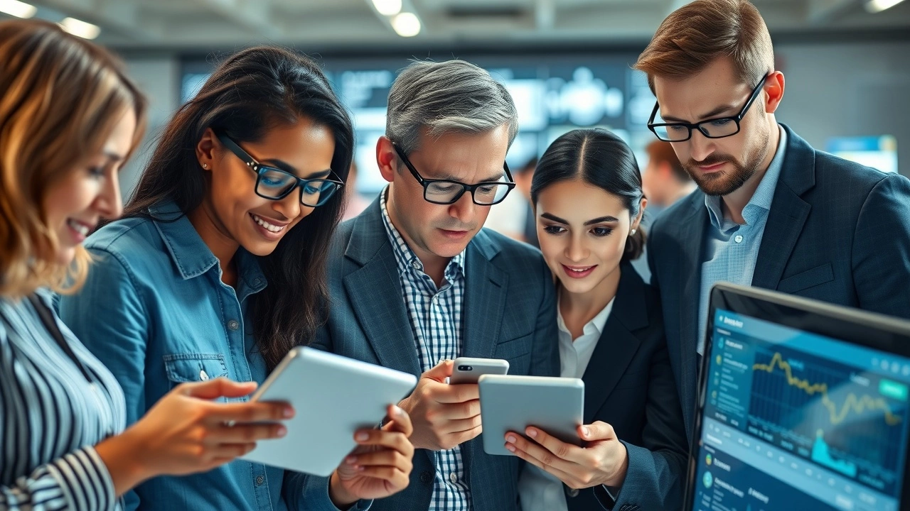 groupe divers dutilisateurs utilisant des appareils numériques