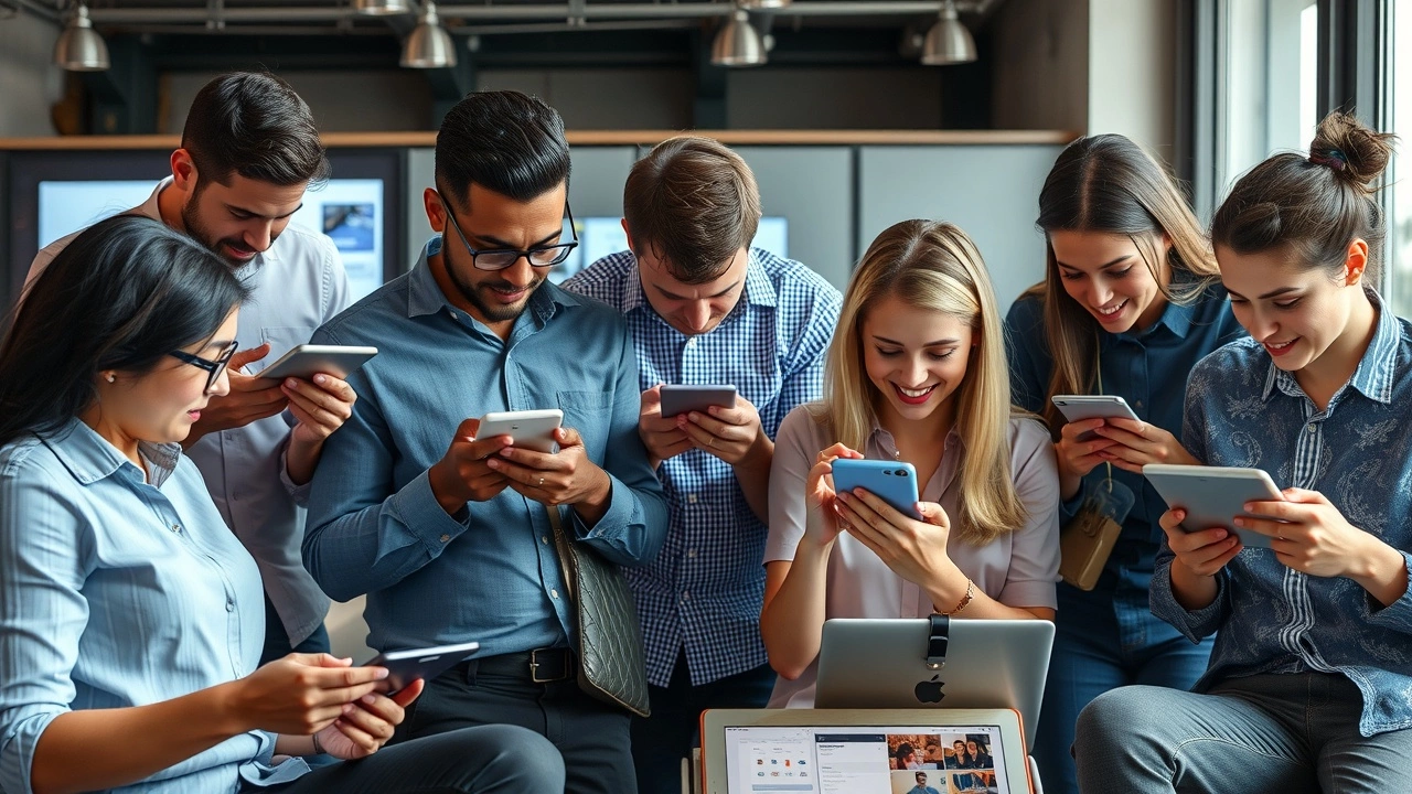 groupe divers de personnes utilisant des appareils pour naviguer