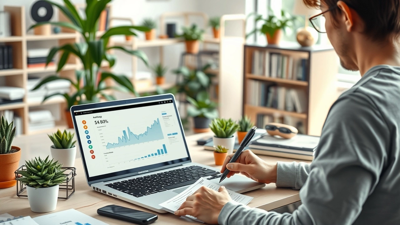 Image montrant une personne optimisant son SEO dans un espace de travail moderne