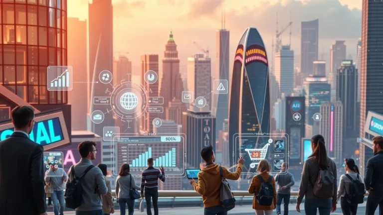 Une représentation photoréaliste de l'influence de l'IA sur le parcours client et l'optimisation des conversions SEO.