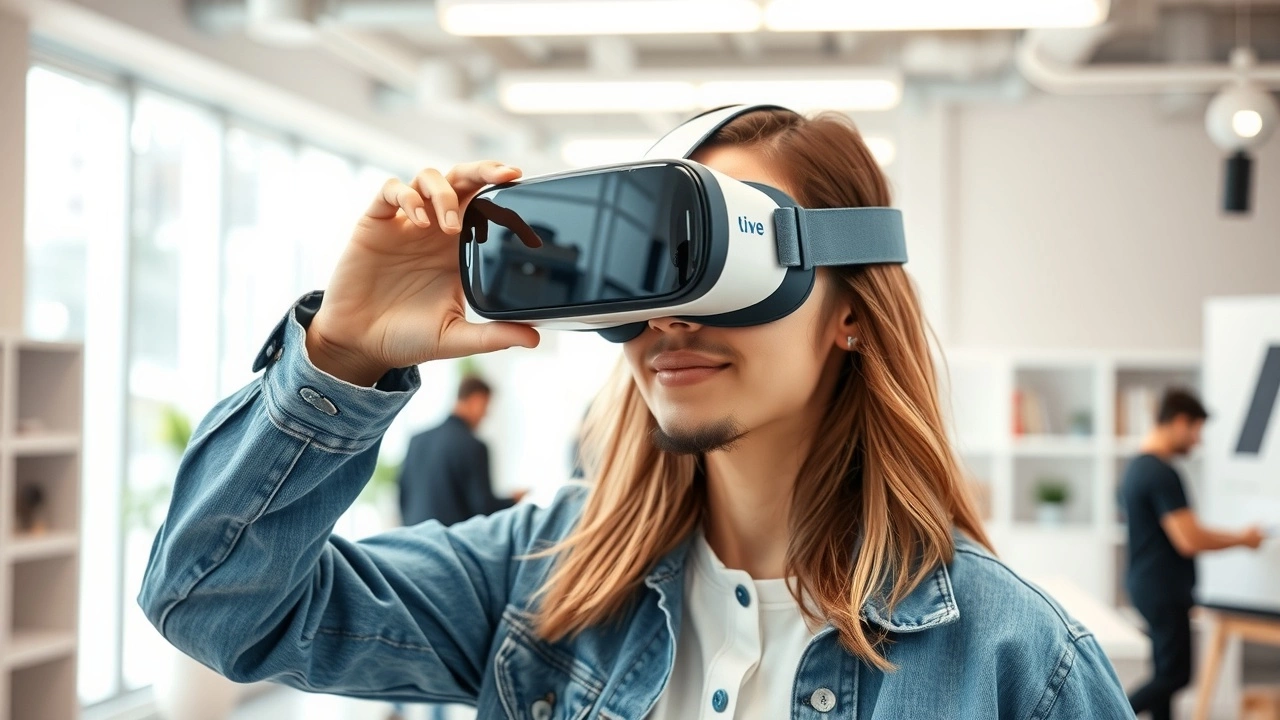 influenceur montrant un casque de realite virtuelle