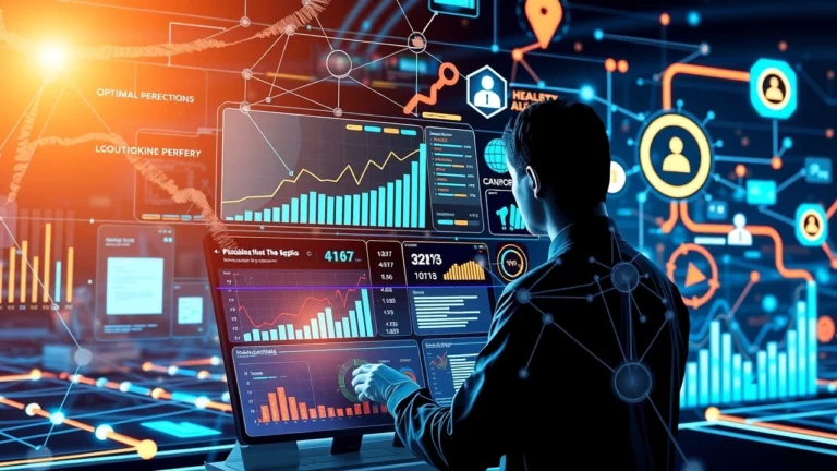 Illustration photorealiste d'un paysage numérique symbolisant la maîtrise du SEO IA.