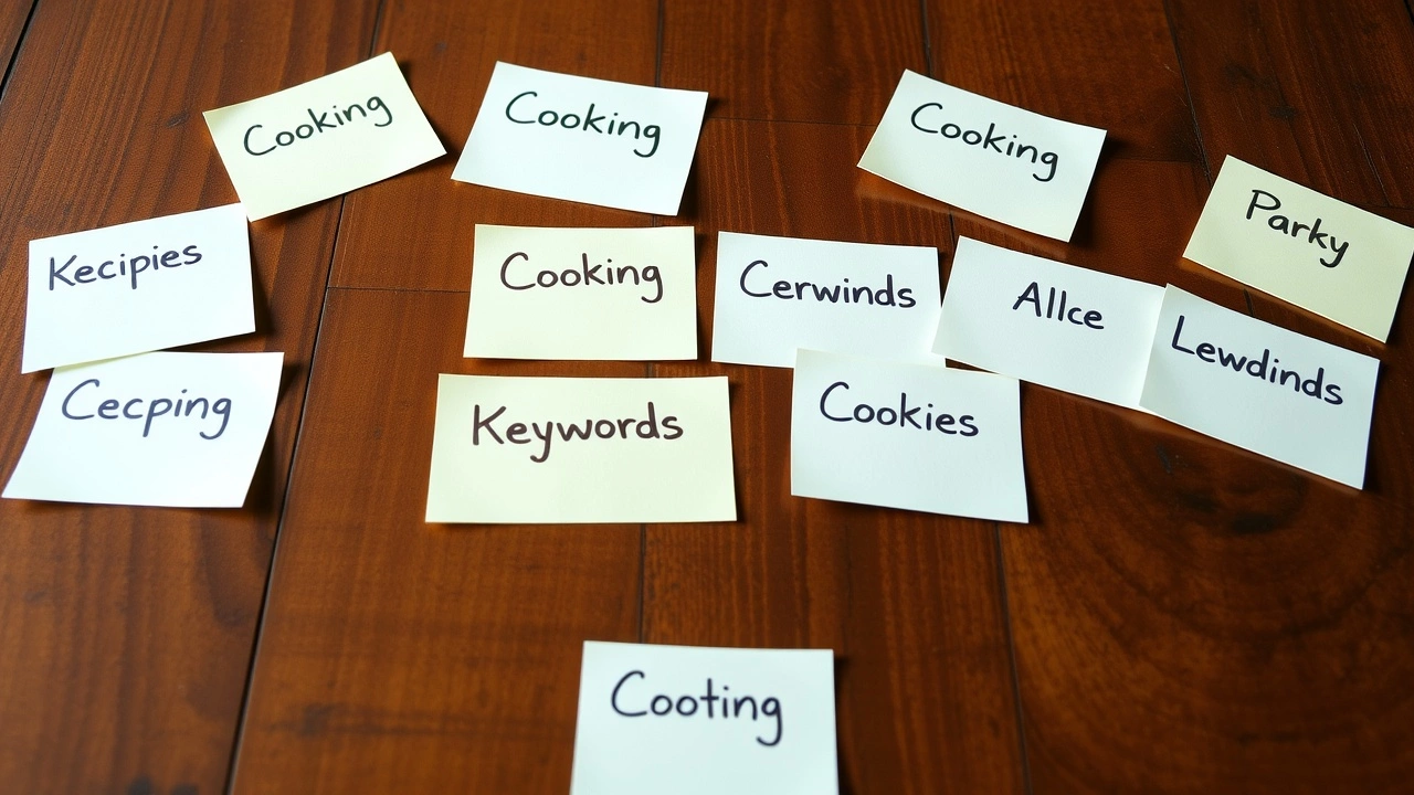 collection de mots cles de cuisine sur une table