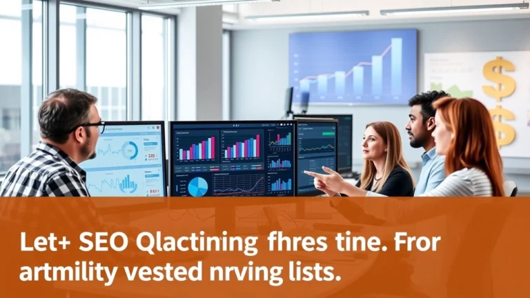 Un bureau moderne avec des écrans d'ordinateur montrant des analyses SEO.