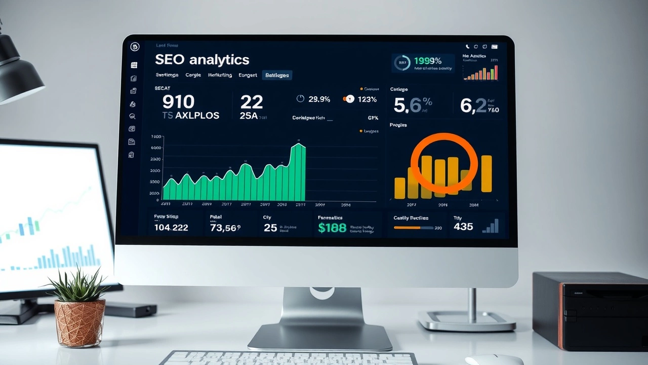 écran d'ordinateur avec des données analytiques SEO