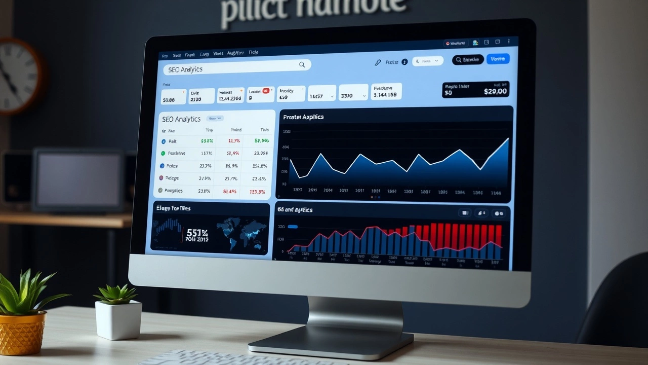 écran d'ordinateur avec des données analytiques SEO