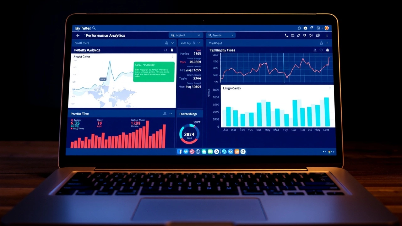 ordinateur portable affichant des graphiques d'analyse de performance