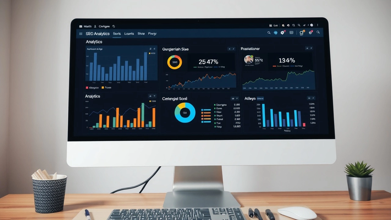 ordinateur affichant des outils doptimisation SEO