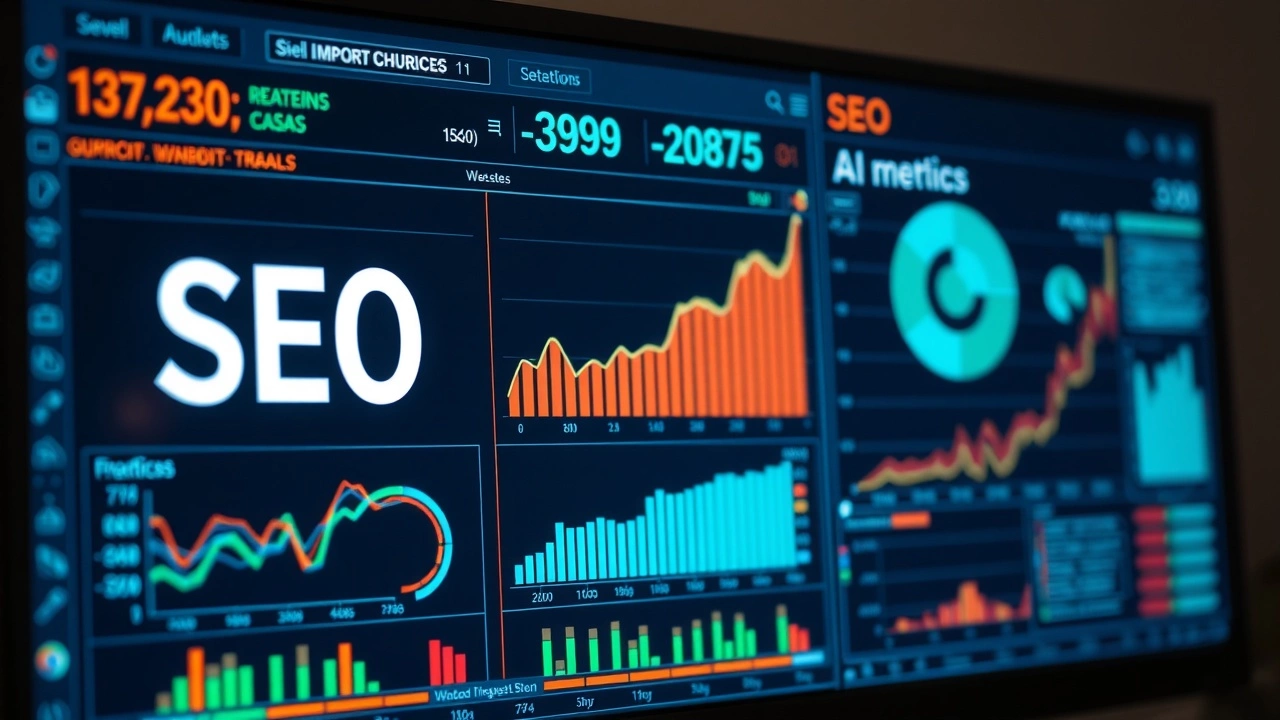 ordinateur avec des graphiques et des algorithmes IA