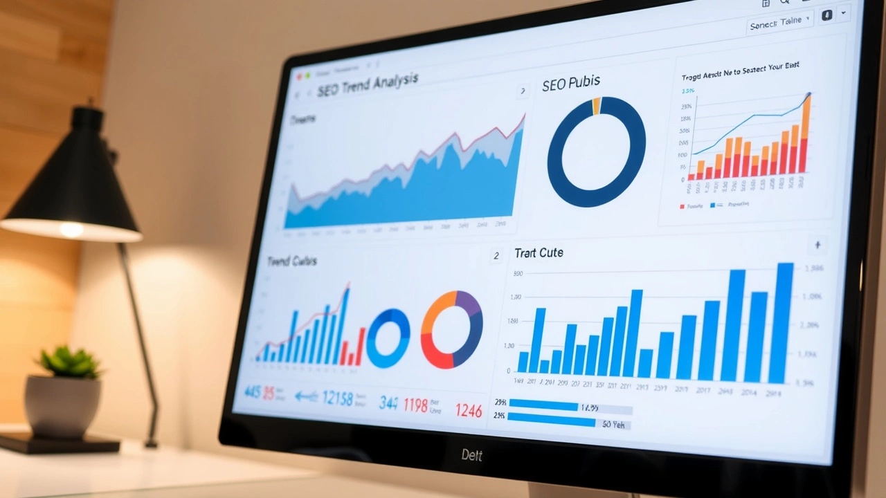 ecran dordinateur avec graphiques d'analyse SEO